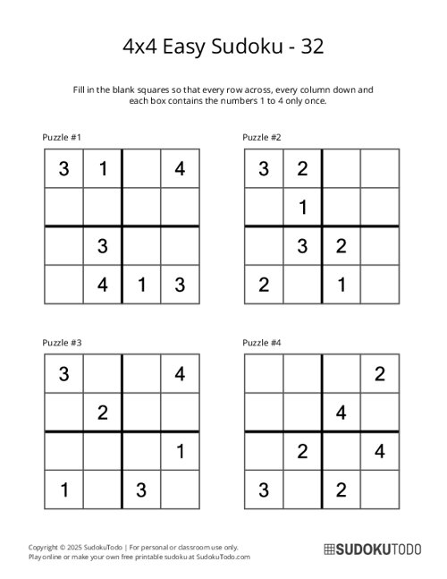 4x4 Sudoku - Easy - 32