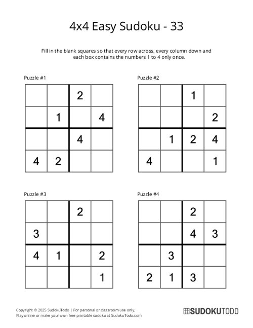 4x4 Sudoku - Easy - 33