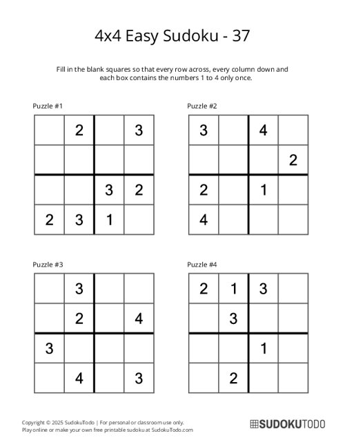 4x4 Sudoku - Easy - 37