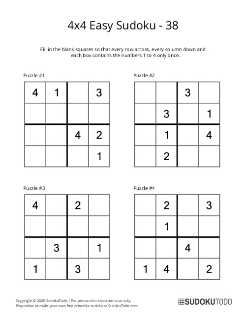 4x4 Sudoku - Easy - 38