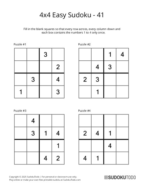 4x4 Sudoku - Easy - 41