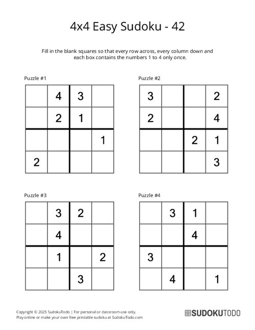 4x4 Sudoku - Easy - 42