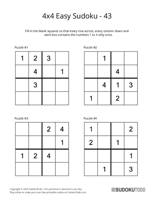 4x4 Sudoku - Easy - 43