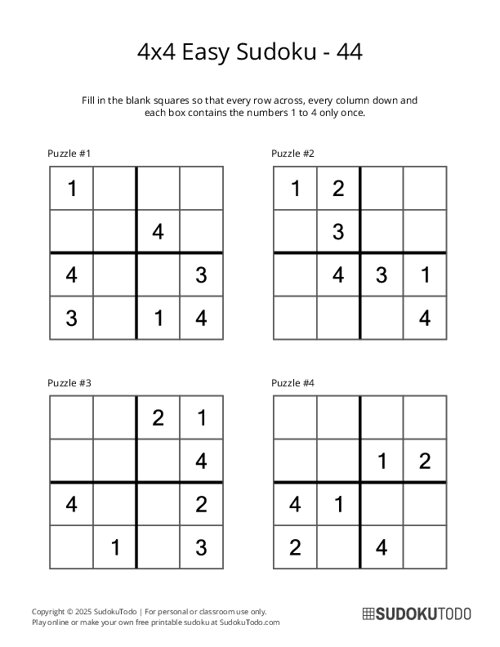 4x4 Sudoku - Easy - 44