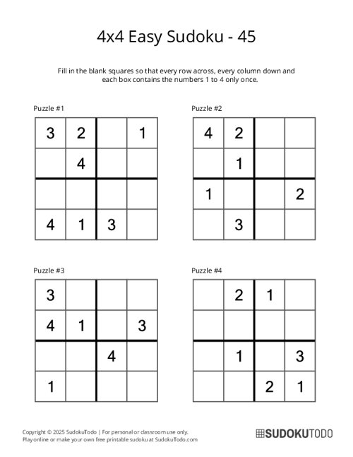 4x4 Sudoku - Easy - 45