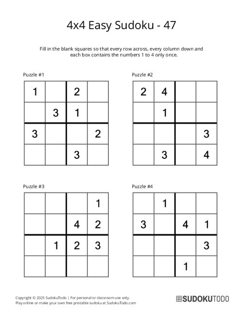 4x4 Sudoku - Easy - 47