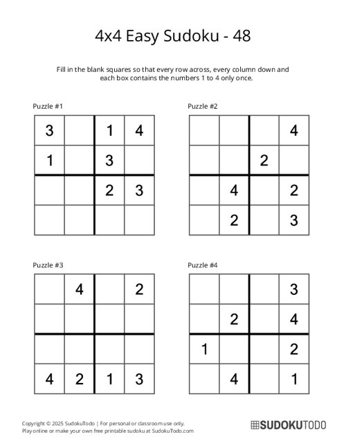 4x4 Sudoku - Easy - 48