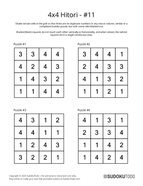 4x4 Hitori - 11