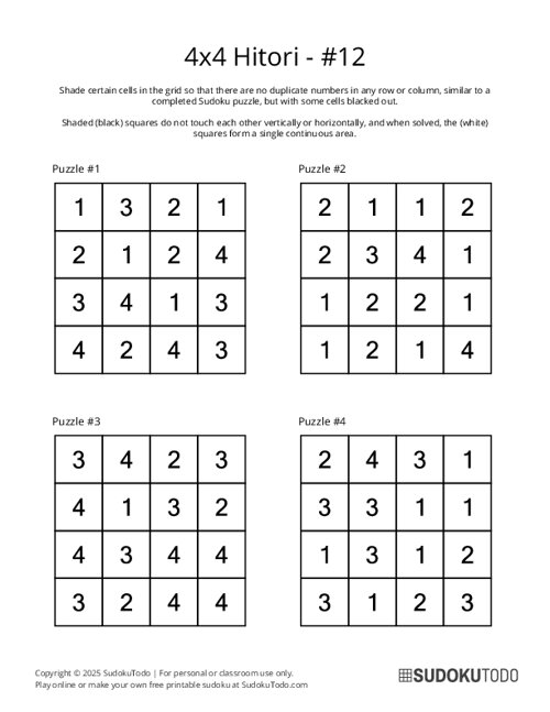 4x4 Hitori - 12