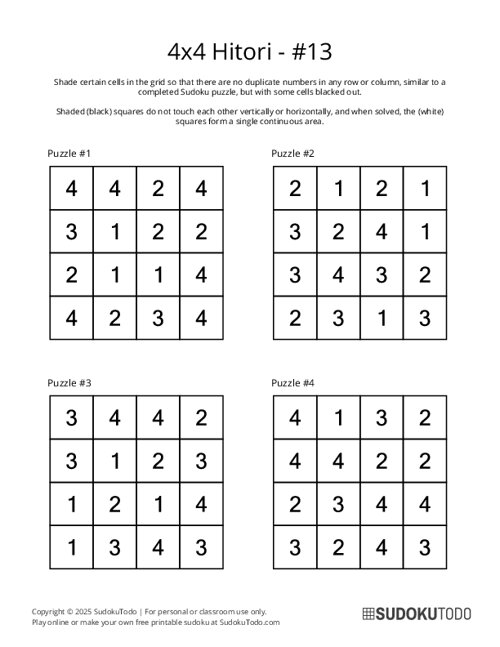 4x4 Hitori - 13