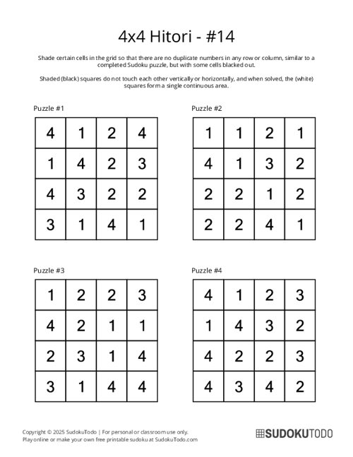 4x4 Hitori - 14