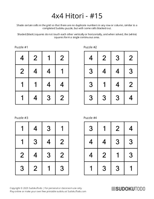 4x4 Hitori - 15