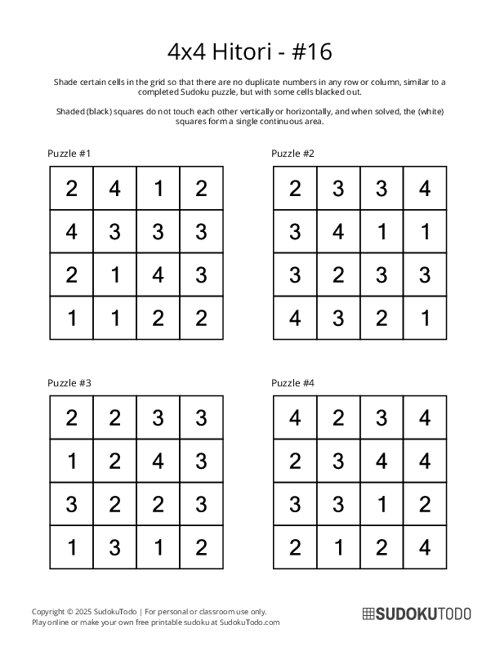 4x4 Hitori - 16