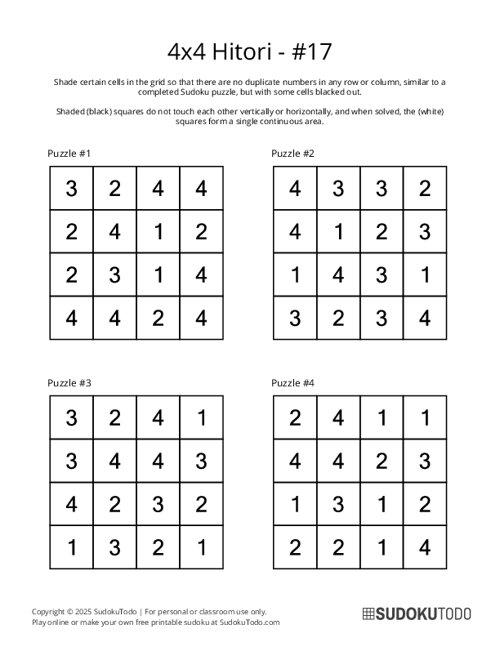 4x4 Hitori - 17
