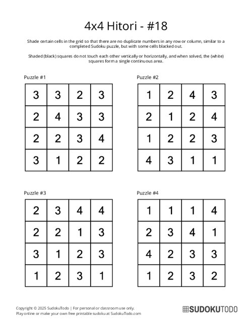 4x4 Hitori - 18