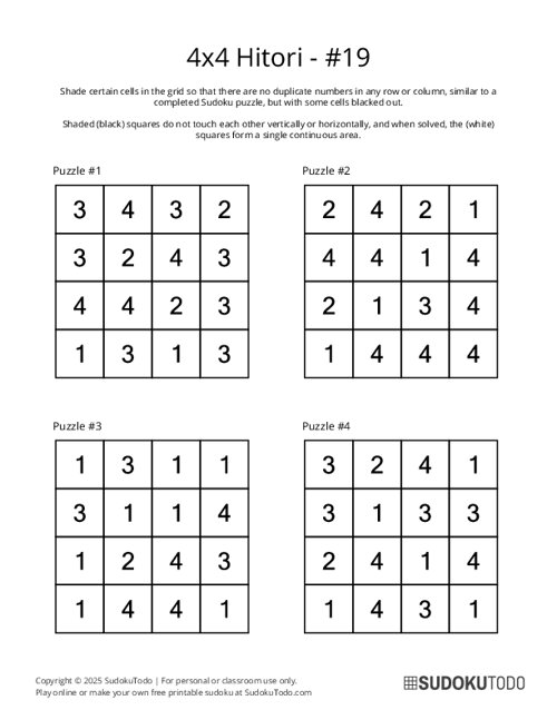 4x4 Hitori - 19