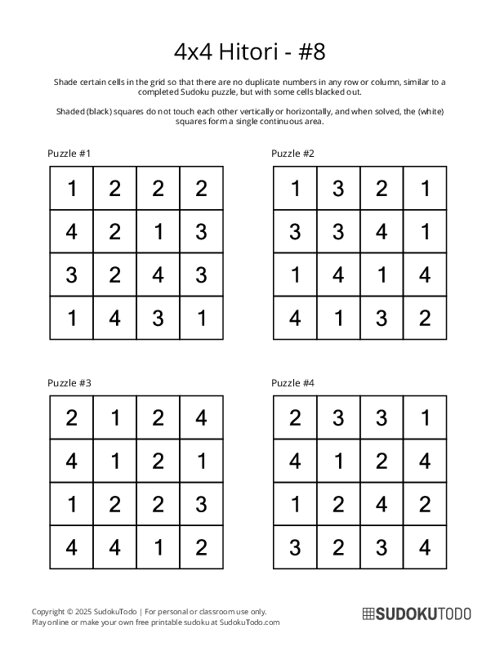 4x4 Hitori - 8
