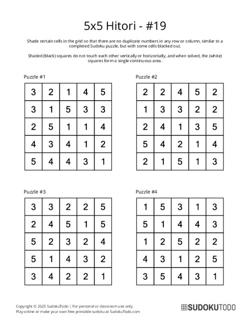 5x5 Hitori - 19