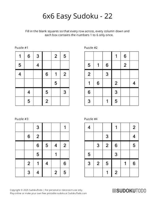 6x6 Sudoku - Easy - 22