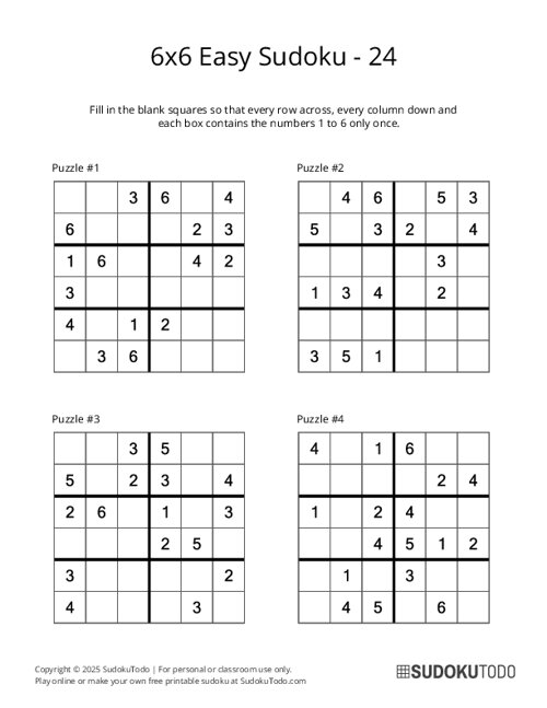 6x6 Sudoku - Easy - 24