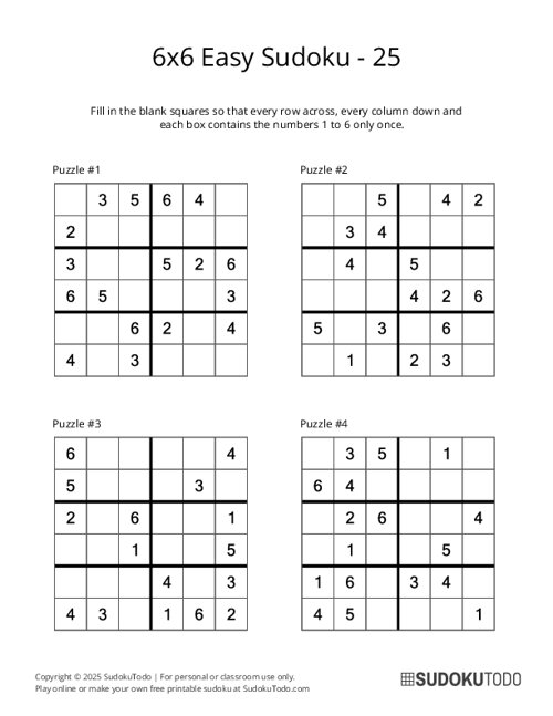 6x6 Sudoku - Easy - 25