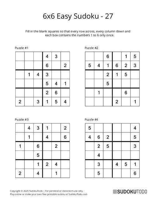 6x6 Sudoku - Easy - 27