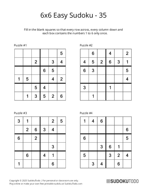 6x6 Sudoku - Easy - 35