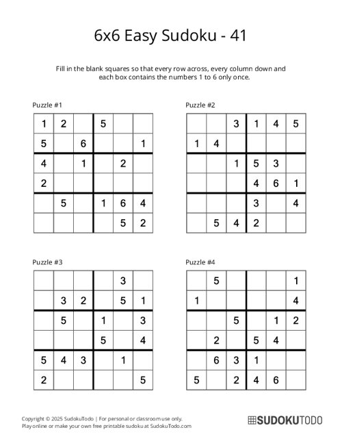 6x6 Sudoku - Easy - 41