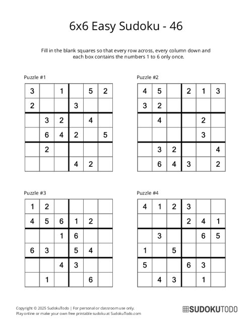 6x6 Sudoku - Easy - 46