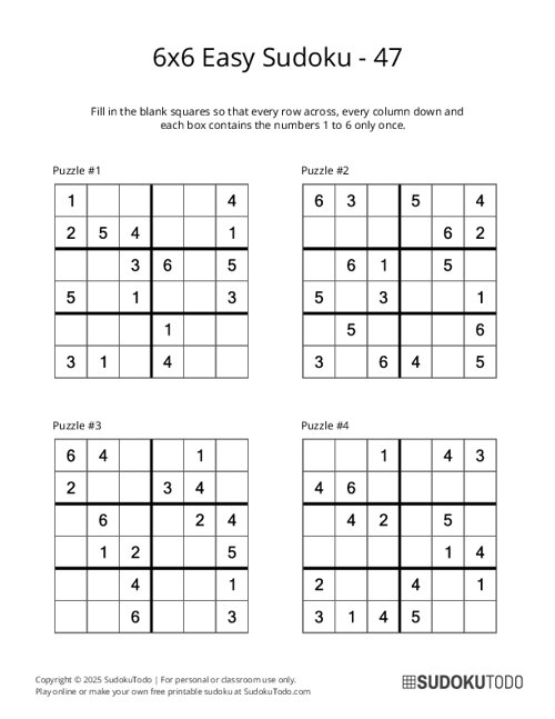 6x6 Sudoku - Easy - 47