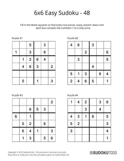 6x6 Sudoku - Easy - 48