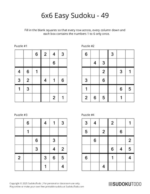 6x6 Sudoku - Easy - 49