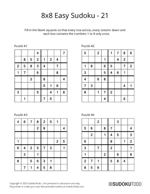 8x8 Sudoku - Easy - 21