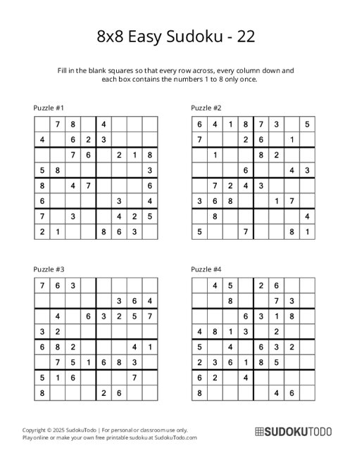 8x8 Sudoku - Easy - 22