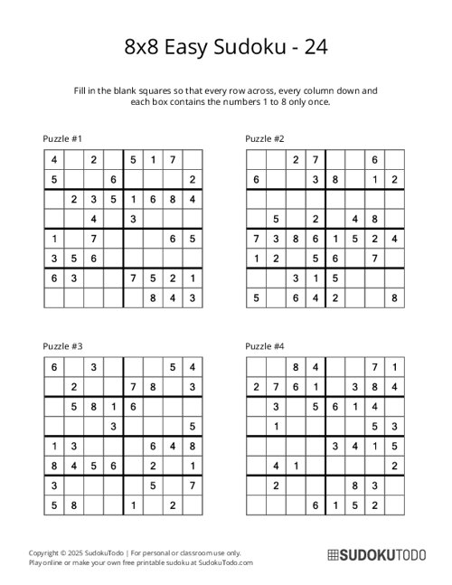 8x8 Sudoku - Easy - 24