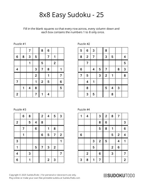 8x8 Sudoku - Easy - 25