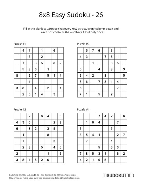 8x8 Sudoku - Easy - 26