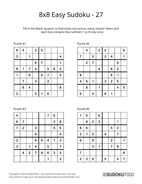 8x8 Sudoku - Easy - 27