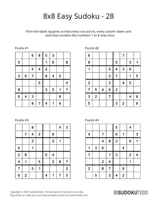 8x8 Sudoku - Easy - 28