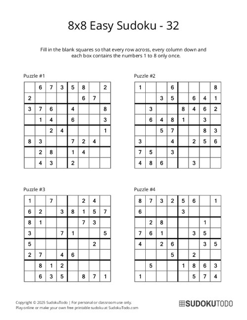 8x8 Sudoku - Easy - 32