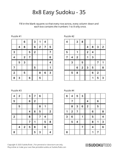 8x8 Sudoku - Easy - 35