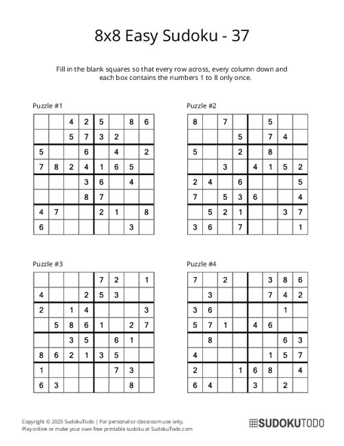 8x8 Sudoku - Easy - 37