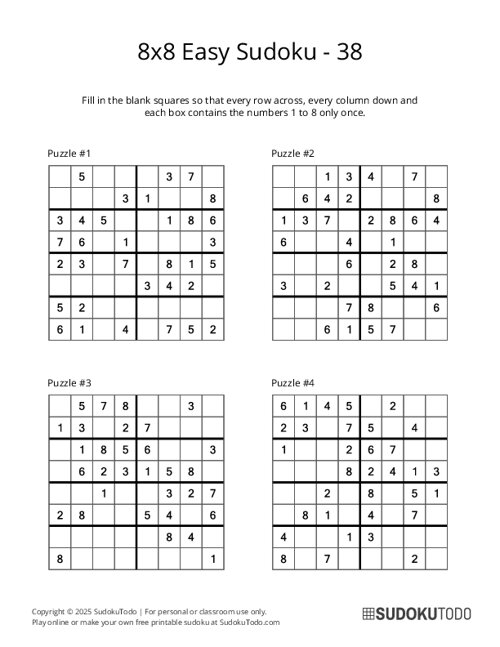 8x8 Sudoku - Easy - 38