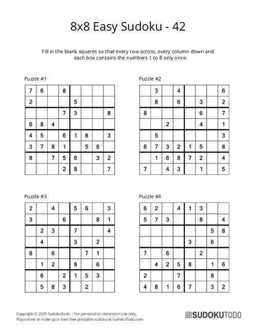 8x8 Sudoku - Easy - 42