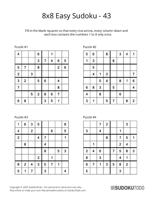 8x8 Sudoku - Easy - 43