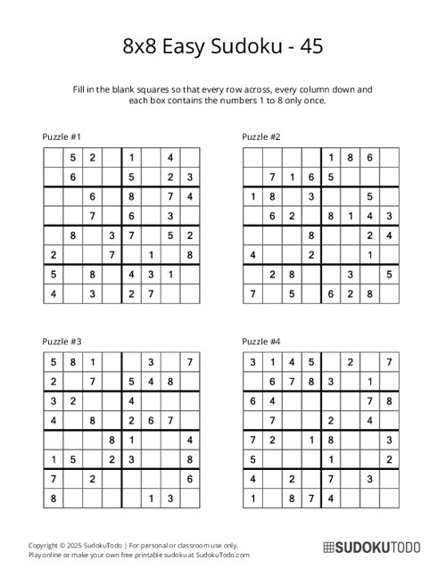 8x8 Sudoku - Easy - 45