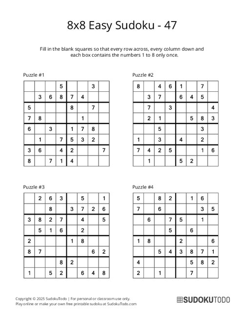 8x8 Sudoku - Easy - 47