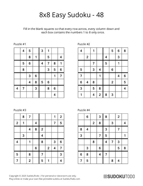 8x8 Sudoku - Easy - 48