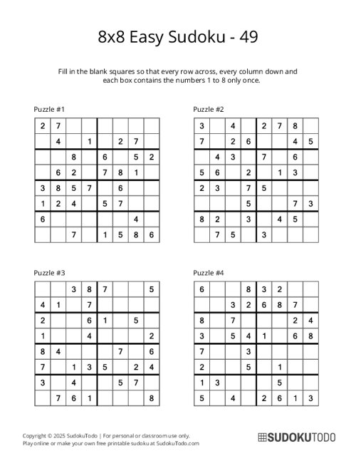 8x8 Sudoku - Easy - 49