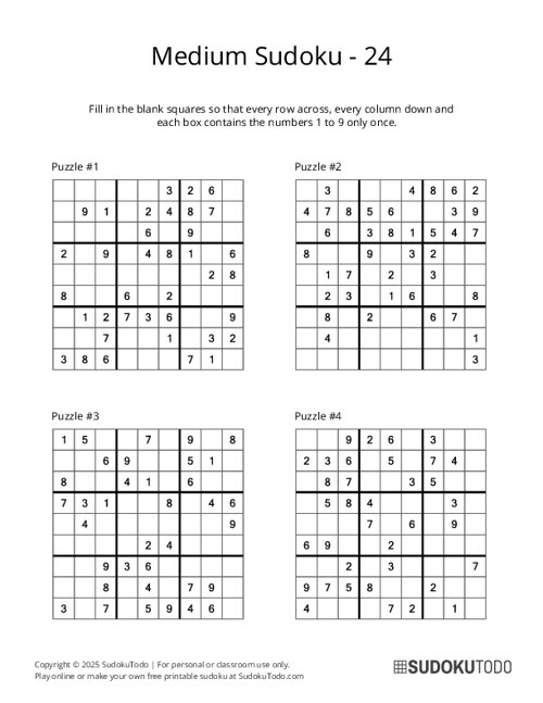 9x9 Sudoku - Medium - 24